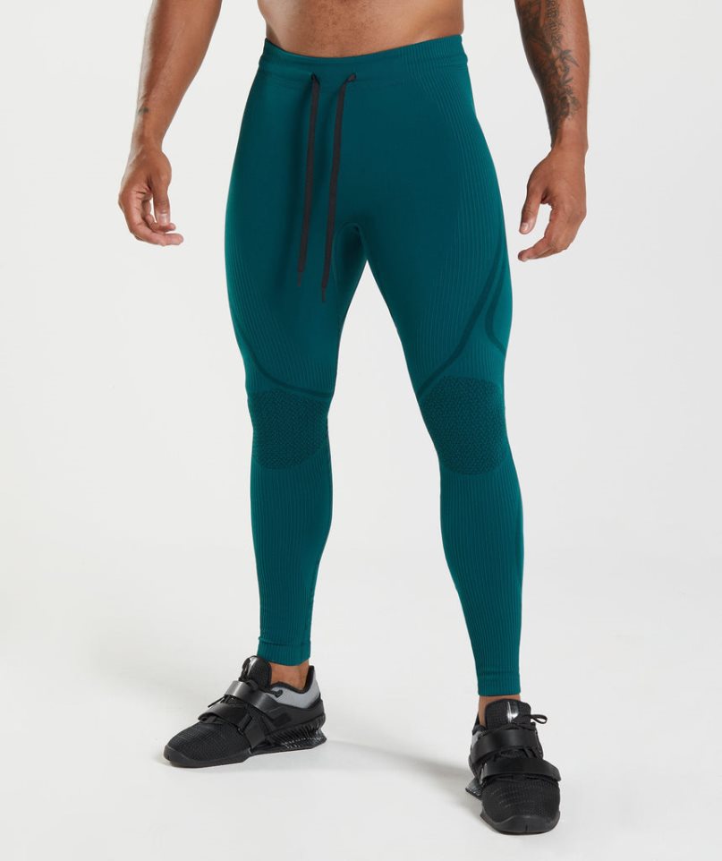 Men\'s Gymshark 315 Seamless Leggings Turquoise | NZ 8LQAEH